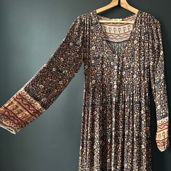 Faherty Toluca Border Print Long Sleeve Dress in Monserrat Floral Size XS - Picture 6 of 16